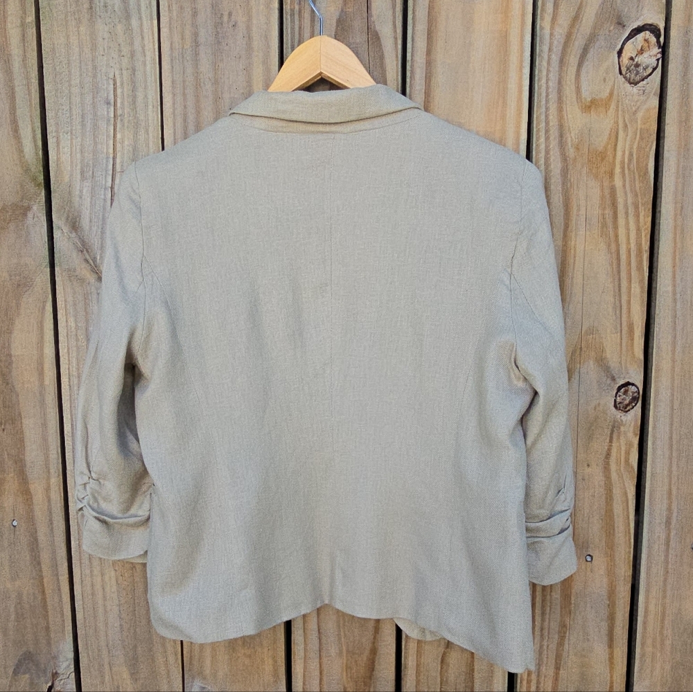 Jules & Leopold Beige Single-Button Ruched-Sleeve Blazer - Picture 6 of 6